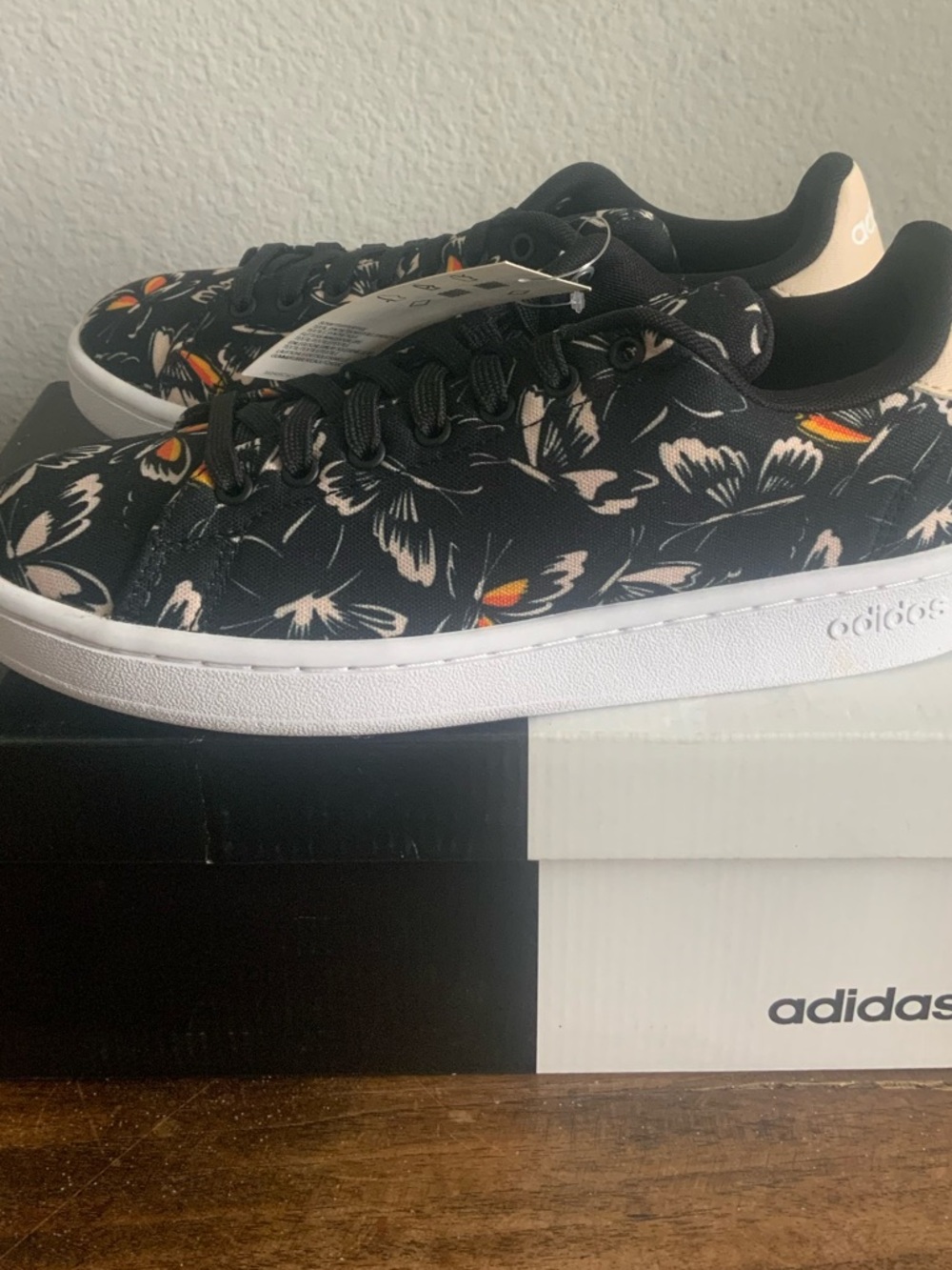 Adidas x Farm Rio Court Sneakers Women’s Size 8. Black Butterfly Print Tennis - Picture 5 of 8
